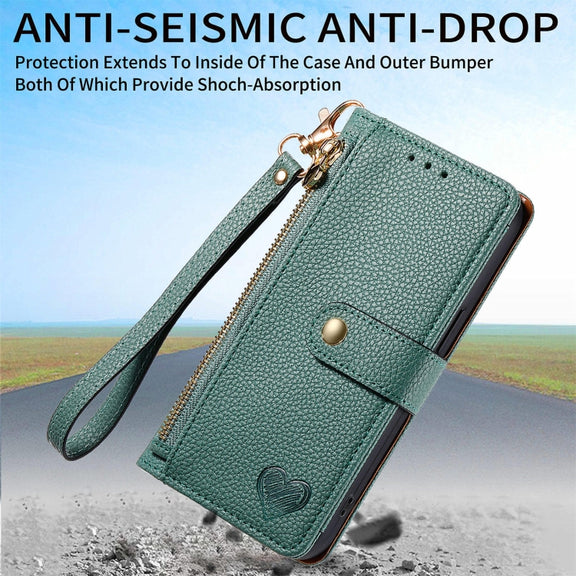 For Huawei Pura 70 Pro+ Love Zipper Lanyard Leather Phone Case(Green)