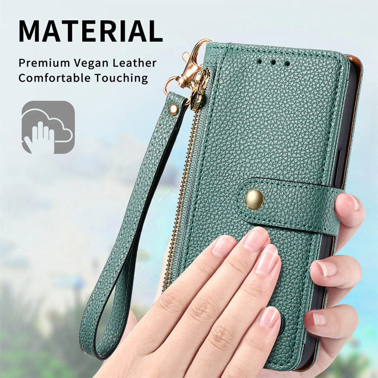 For Huawei Pura 70 Pro+ Love Zipper Lanyard Leather Phone Case(Green)