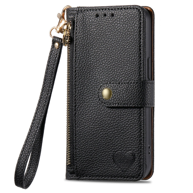 For Huawei Pura 70 Ultra Love Zipper Lanyard Leather Phone Case(Black)