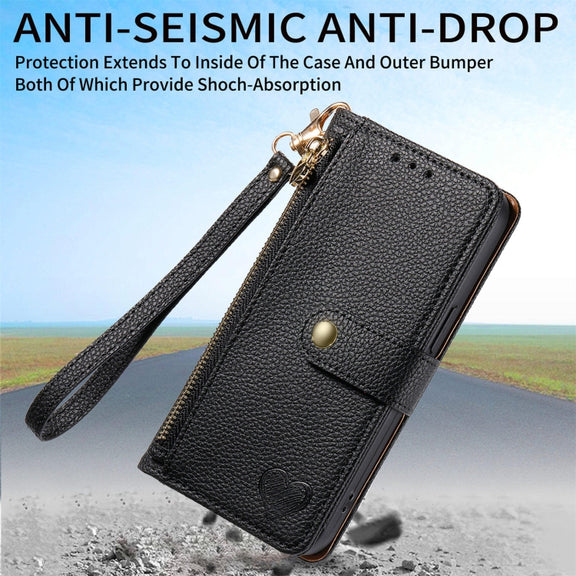 For Huawei Pura 70 Ultra Love Zipper Lanyard Leather Phone Case(Black)