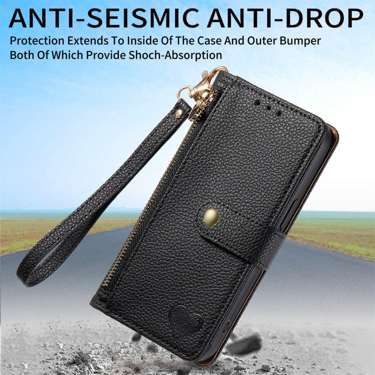 For Huawei Pura 70 Ultra Love Zipper Lanyard Leather Phone Case(Black)