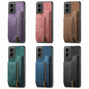 For Motorola Moto G 2024 Retro Leather Zipper Wallet Back Phone Case(Pink)