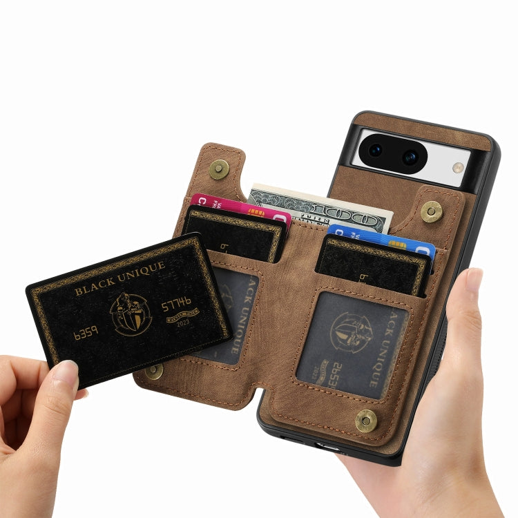 For Google Pixel 9 / 9 Pro Retro Leather Zipper Wallet Back Phone Case(Brown)