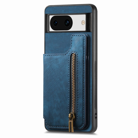 For Google Pixel 9 / 9 Pro Retro Leather Zipper Wallet Back Phone Case(Blue)