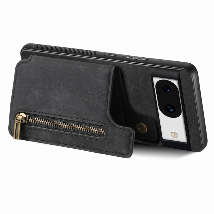 For Google Pixel 9 / 9 Pro Retro Leather Zipper Wallet Back Phone Case(Black)