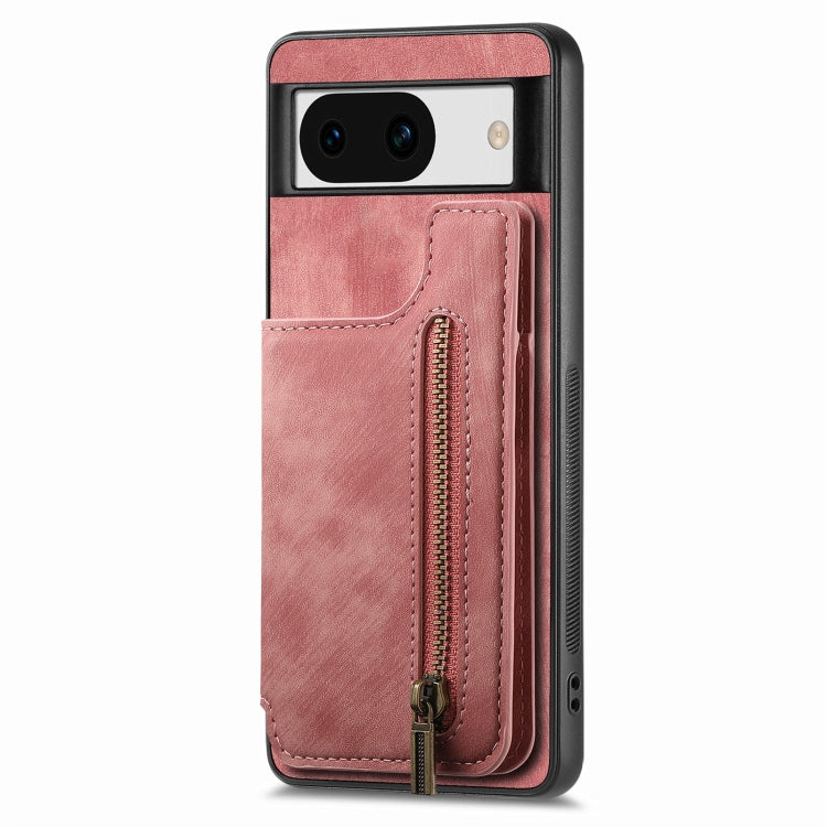 For Google Pixel 9 Pro XL Retro Leather Zipper Wallet Back Phone Case(Pink)