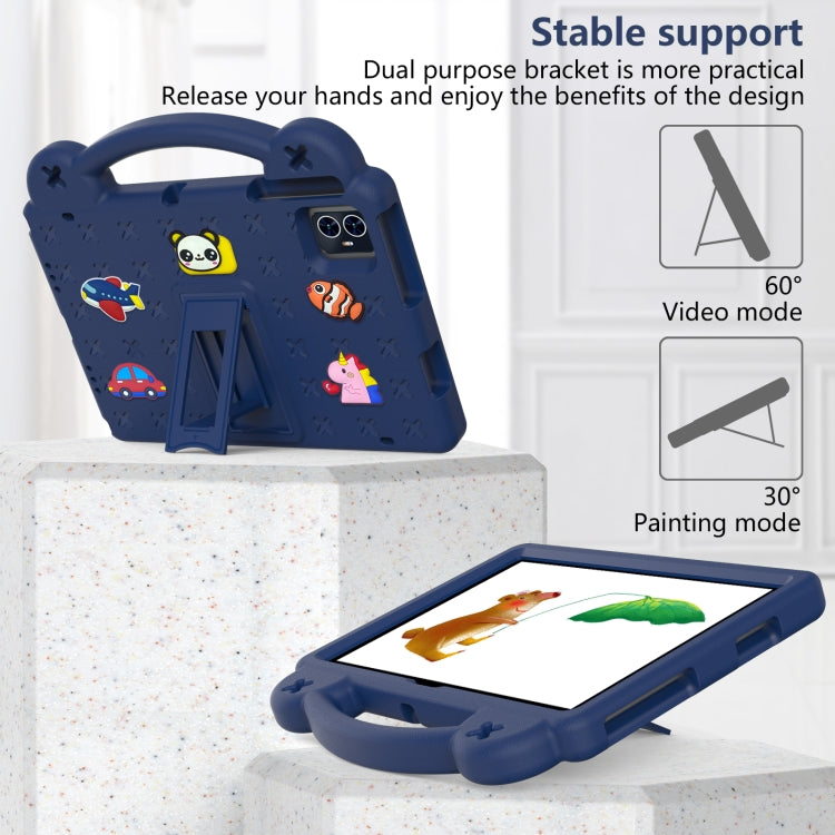 For Walmart ONN 10.1 Gen4 2024 Handle Kickstand Children EVA Shockproof Tablet Case(Navy Blue)