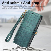 For Huawei Pura 70 Pro+ Geometric Zipper Wallet Side Buckle Leather Phone Case(Green)