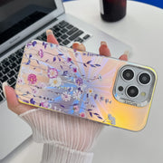 For iPhone 16 Pro Max Electroplating Laser Flower Texture TPU Phone Case(Chrysanthemum AH5)