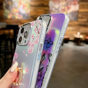 For iPhone 16 Pro Max Electroplating Laser Flower Ring Holder TPU Phone Case(Chrysanthemum AH5)