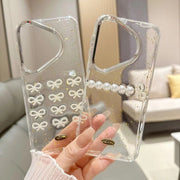 For Huawei Pura 70 Gold Foil Pearl Bow TPU Phone Case(Gold Foil Bows)