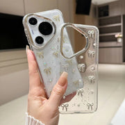 For Huawei Pura 70 Pro Small Fresh Bow TPU Phone Case(Silver Bow)