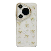 For Huawei Pura 70 Pro Small Fresh Bow TPU Phone Case(Gold Bow)