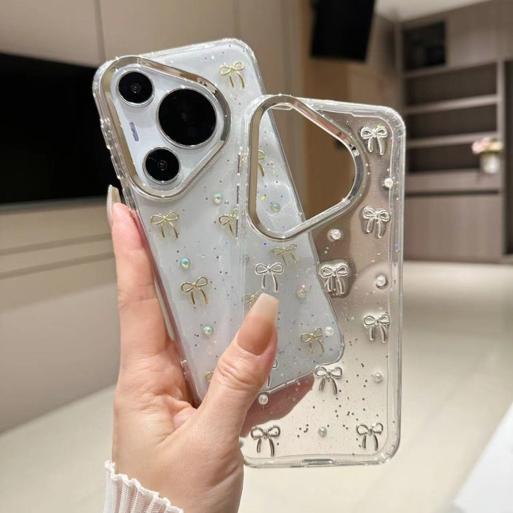 For Huawei Pura 70 Small Fresh Bow TPU Phone Case(Gold Bow)