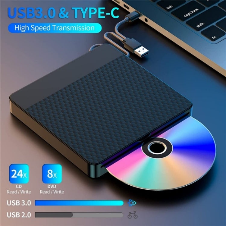 X001 USB 3.0+Type-C Disc Player External Optical Drive CD / DVD Burner Reader