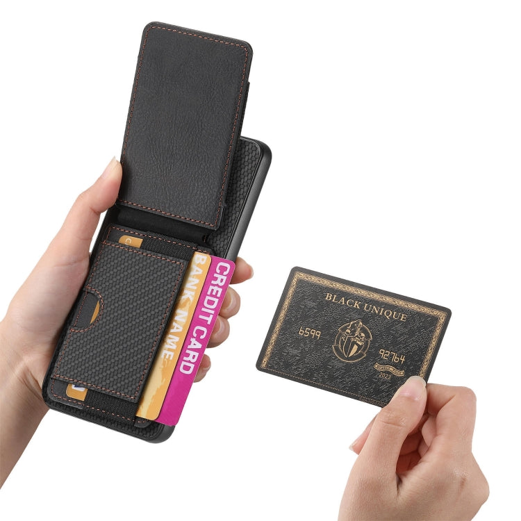 For Huawei Pura 70 Carbon Fiber Vertical Flip Wallet Stand Phone Case(Black)