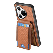 For Huawei Pura 70 Pro Carbon Fiber Vertical Flip Wallet Stand Phone Case(Brown)