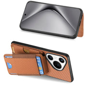 For Huawei Pura 70 Pro Carbon Fiber Vertical Flip Wallet Stand Phone Case(Brown)