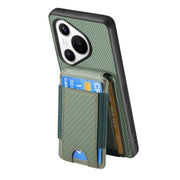 For Huawei Pura 70 Pro+ Carbon Fiber Vertical Flip Wallet Stand Phone Case(Green)