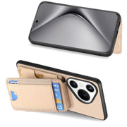 For Huawei Pura 70 Ultra Carbon Fiber Vertical Flip Wallet Stand Phone Case(Khaki)