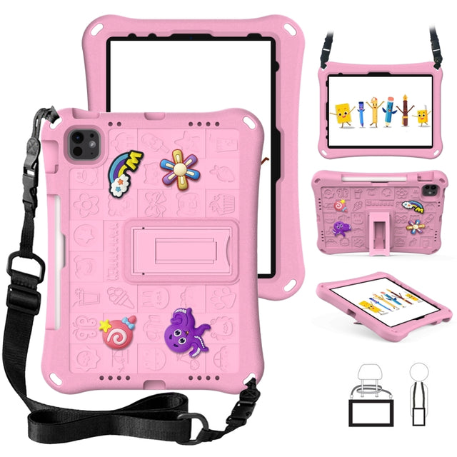 For iPad Air 11 2025 / 2024 Hi Baby EVA Full Body Tablet Case with Strap(Pink)
