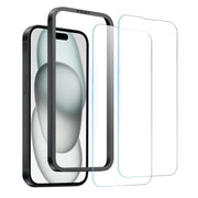 For iPhone 15 Plus NORTHJO 2pcs A++ Screen Protector Tempered Glass Film with Installation Frame