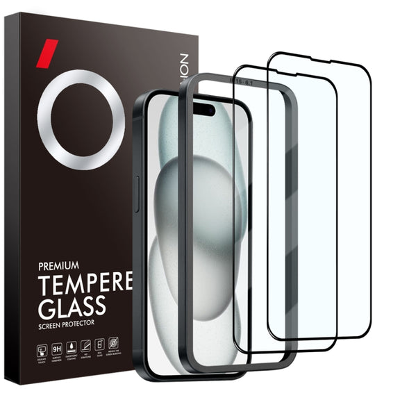 For iPhone 15 Plus NORTHJO 2pcs A++ Tempered Glass Film with Installation Frame