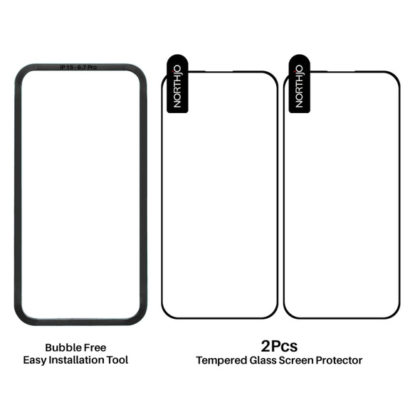 For iPhone 16 Plus NORTHJO 2pcs A++ Tempered Glass Film with Installation Frame