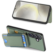 For Samsung Galaxy S24+ 5G Carbon Fiber Vertical Flip Wallet Stand Phone Case(Green)