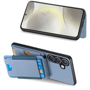 For Samsung Galaxy S24 5G Carbon Fiber Vertical Flip Wallet Stand Phone Case(Blue)