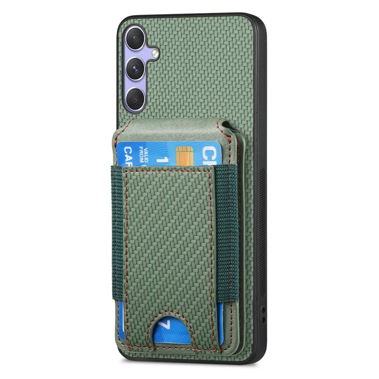 For Samsung Galaxy S25 5G Carbon Fiber Vertical Flip Wallet Stand Phone Case(Green)