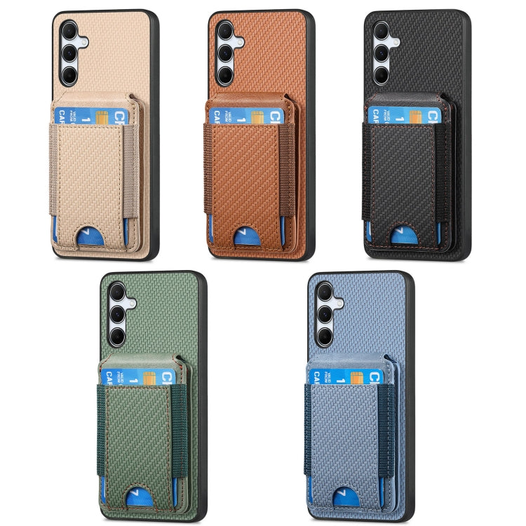 For Samsung Galaxy S25+ 5G Carbon Fiber Vertical Flip Wallet Stand Phone Case(Blue)