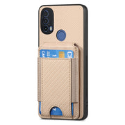 For Motorola Moto G 5G 2024 4G Carbon Fiber Vertical Flip Wallet Stand Phone Case(Khaki)