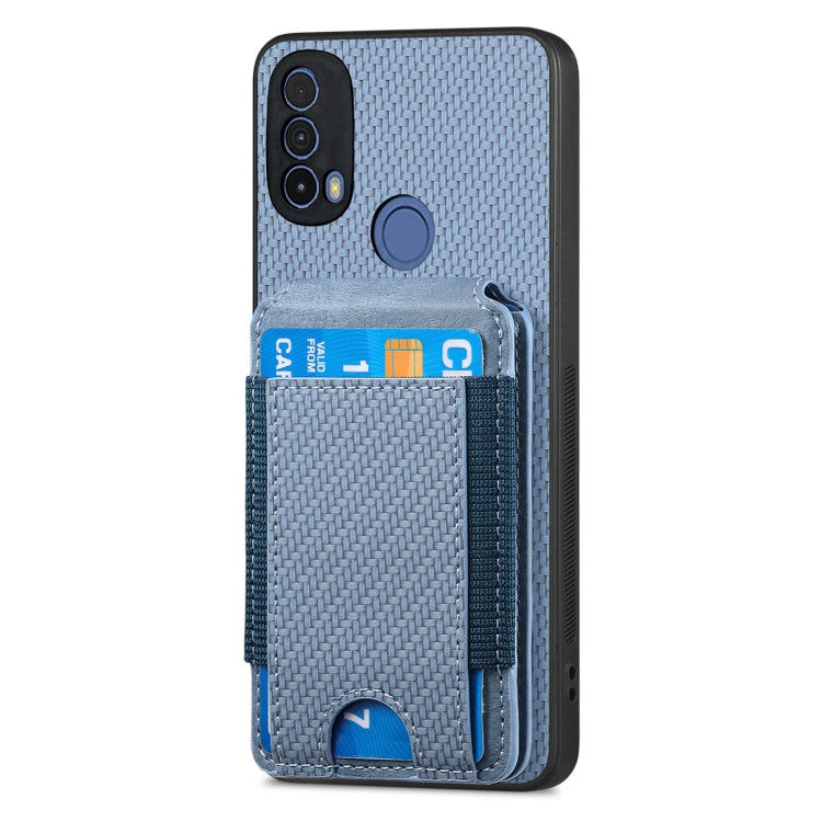 For Motorola Moto G Power 2024 5G Carbon Fiber Vertical Flip Wallet Stand Phone Case(Blue)