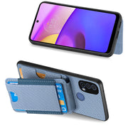 For Motorola Moto G Power 2024 5G Carbon Fiber Vertical Flip Wallet Stand Phone Case(Blue)