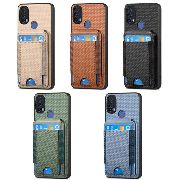 For Motorola Moto G Power 2024 5G Carbon Fiber Vertical Flip Wallet Stand Phone Case(Khaki)