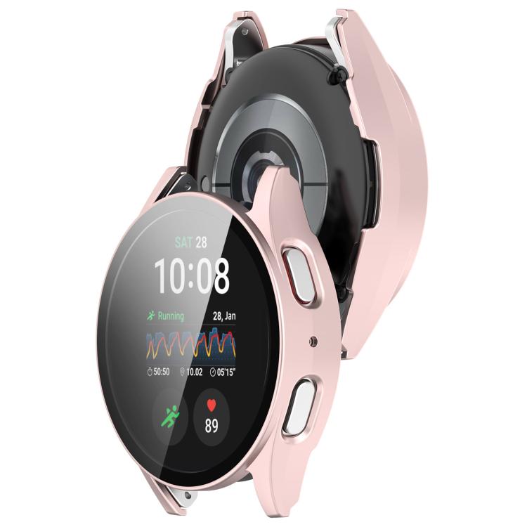 For Samsung Galaxy Watch 7 44mm PC+Tempered Film Integrated Water-resistant Watch Protective Case(Rose Gold)