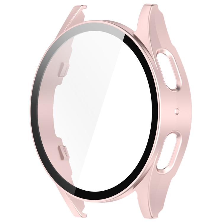For Samsung Galaxy Watch 7 44mm PC+Tempered Film Integrated Water-resistant Watch Protective Case(Rose Gold)