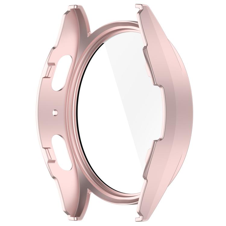 For Samsung Galaxy Watch 7 44mm PC+Tempered Film Integrated Water-resistant Watch Protective Case(Rose Gold)