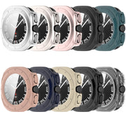 For Samsung Galaxy Watch 7 44mm PC+Tempered Film Integrated Water-resistant Watch Protective Case(Black)