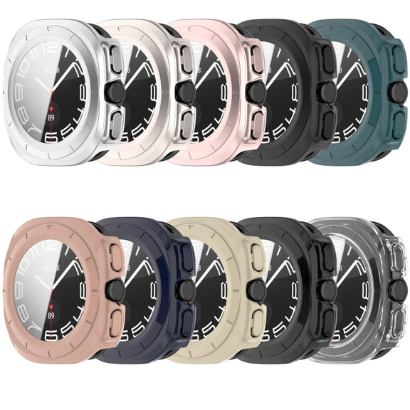 For Samsung Galaxy Watch 7 44mm PC+Tempered Film Integrated Water-resistant Watch Protective Case(Black)