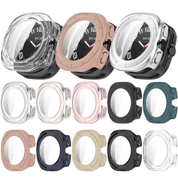 For Samsung Galaxy Watch 7 44mm Tempered Film Integrated Water-resistant PC Watch Protective Cover(Silver)