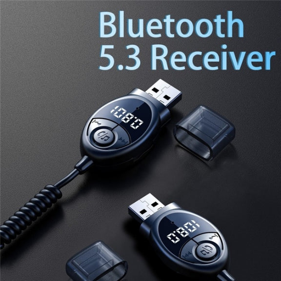W8 With Telescopic Cable Car Audio Adapter Bluetooth Receiver FM Transmitter
