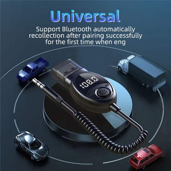 W8 With Telescopic Cable Car Audio Adapter Bluetooth Receiver FM Transmitter