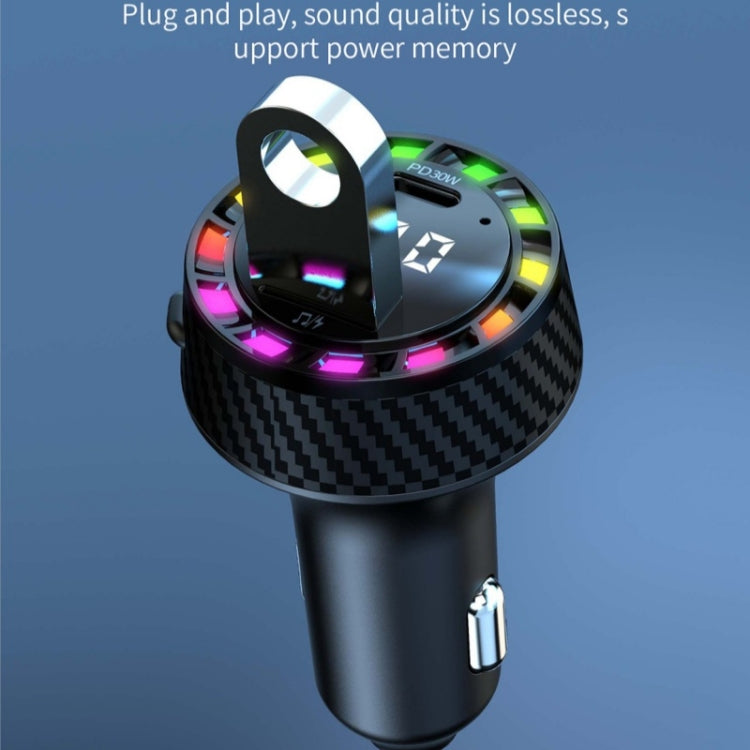 C55 With Breathing Light Bluetooth FM Transmitter USB+Type-C Car Fast Charger