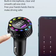 C55 With Breathing Light Bluetooth FM Transmitter USB+Type-C Car Fast Charger