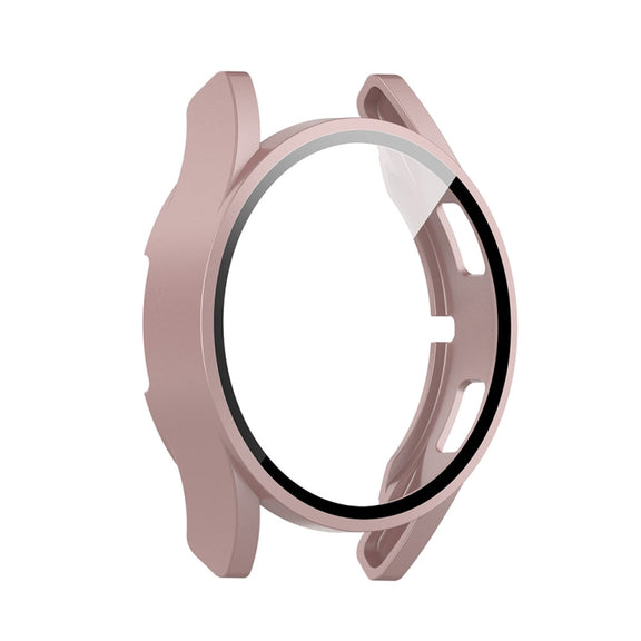 For Samsung Galaxy Watch FE 40mm PC + Tempered Glass Film Integrated Watch Protective Case(Rose Gold)