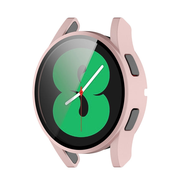 For Samsung Galaxy Watch FE 40mm PC + Tempered Glass Film Integrated Watch Protective Case(Rose Gold)