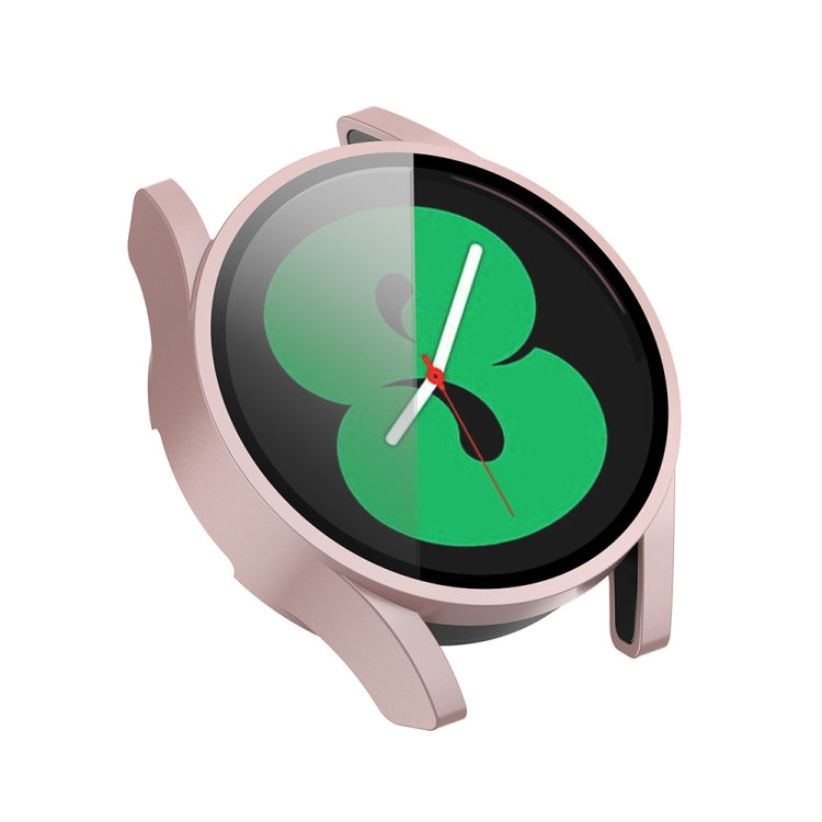For Samsung Galaxy Watch FE 40mm PC + Tempered Glass Film Integrated Watch Protective Case(Rose Gold)