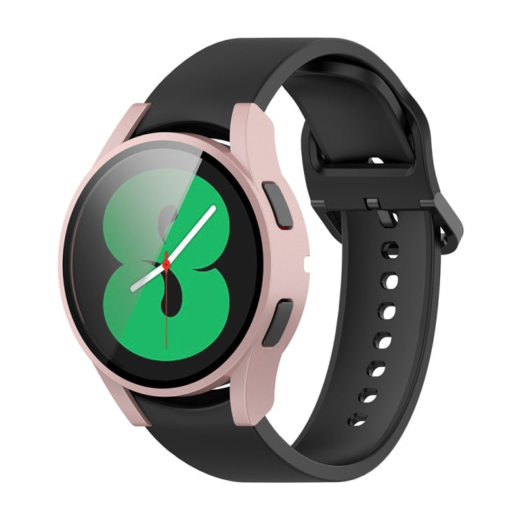 For Samsung Galaxy Watch FE 40mm PC + Tempered Glass Film Integrated Watch Protective Case(Rose Gold)